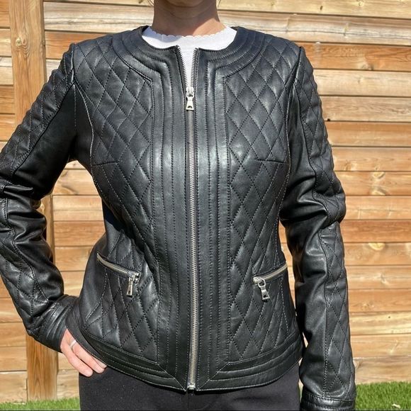 Quilted Leather jacket size Small - Picture 6 of 6